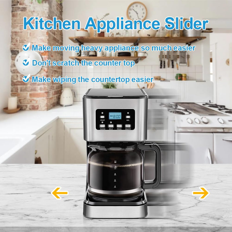 Kitchen Appliance Sliders, 16pcs Self Adhesive Small Appliance Sliders Easy Mover Space Saving Home Must Have Gadgets for Countertop Coffee Maker, Air Fryer (Black) Black
