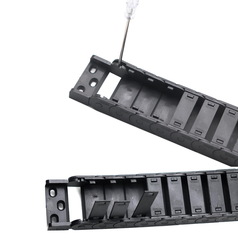 15mm x 40mm 1M Open On Both Side Plastic Towline CNC Machine Tool Cable Carrier Drag Chain Nested Black Semi Enclosed Type (Inner Side openable) (Semi Enclosed Type, 15mm x 40mm A) - NewNest Australia