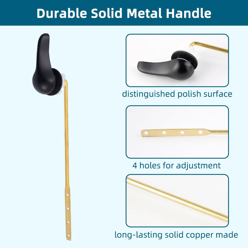 Hygie Rinse Universal Toilet Handle Replacement Kit Front Mount Toilet Lever Compatible with American Standard/Glacier Bay/Gerber, Toilet Flush Handle with Flapper Chain, Matteblack 1PC