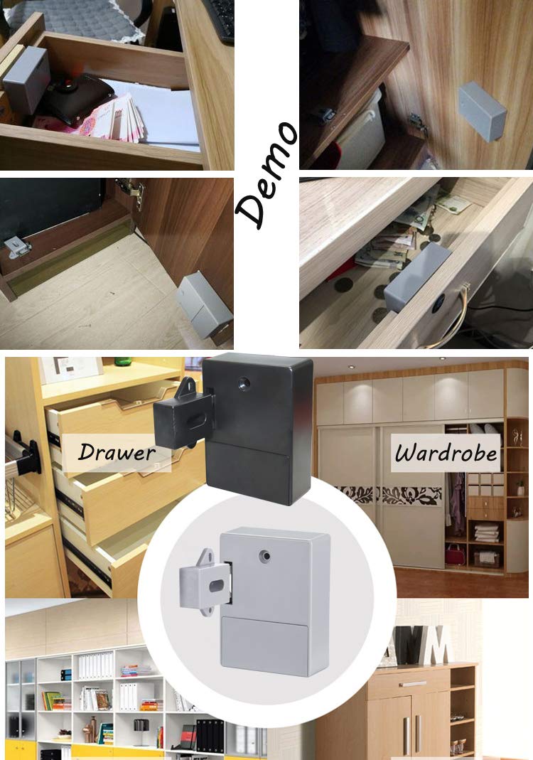 ETEKJOY RFID Electronic Cabinet Lock Hidden DIY for Wooden Cabinet Locker Drawer Cupboard (Black) Black