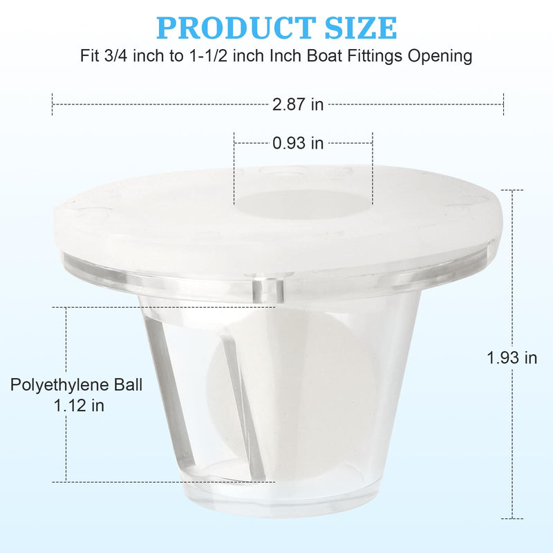 Boat Self-Bailing Ball Scupper Valve - Fits 3/4 Inch to 1-1/2 Inch scuppers for Boats- Boat Scupper Drain Valve Self-Bailing Ball Replaces Old Flapper Scuppers 2