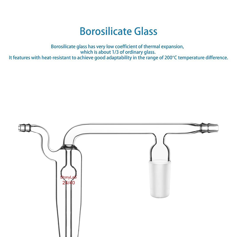 stonylab Borosilicate Glass Spherical Oil Bubbler, 24/40 Standard Joint Gas Reaction Adapter, for Chemical Gas Reaction Experiments and Scientific Research 24/40 Joint