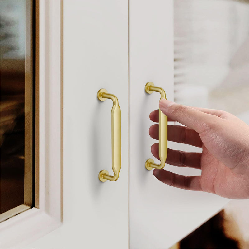 FILTA 10 Pack 3.75 Inch(96mm) Gold Cabinet Pulls,Stylish Kitchen Cabinet Handles Zinc Alloy Cabinet Hardware for Kitchen Cabinets and Dresser Drawers 3.75" Hole Center