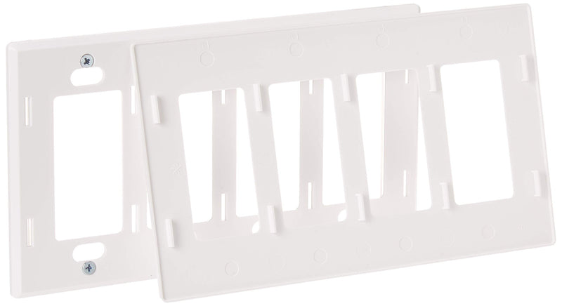 Lutron Claro 4 Gang Decorator/Rocker Wallplate, For Light Dimmers, Switches and Accessories, Snap-On Installation, No Visible Screws, Gloss, CW-4-WH, White 1 Pack