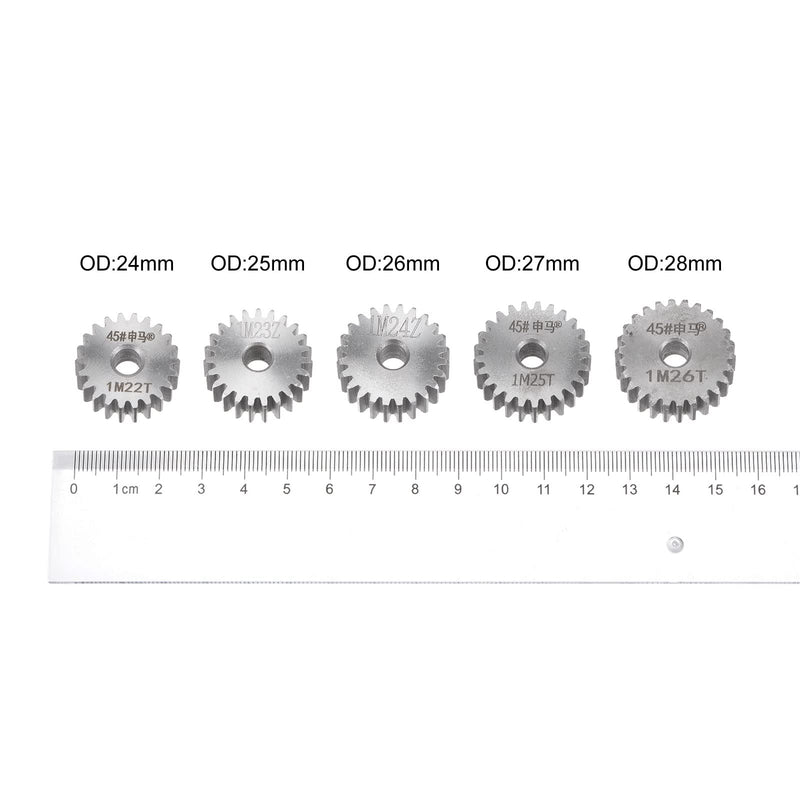 HARFINGTON 2pcs Straight Spur Gear 6mm Bore 25T Mod-1 Hardened 45# Steel Spur Diff Differential Motor Gear RC Car Replacement Parts