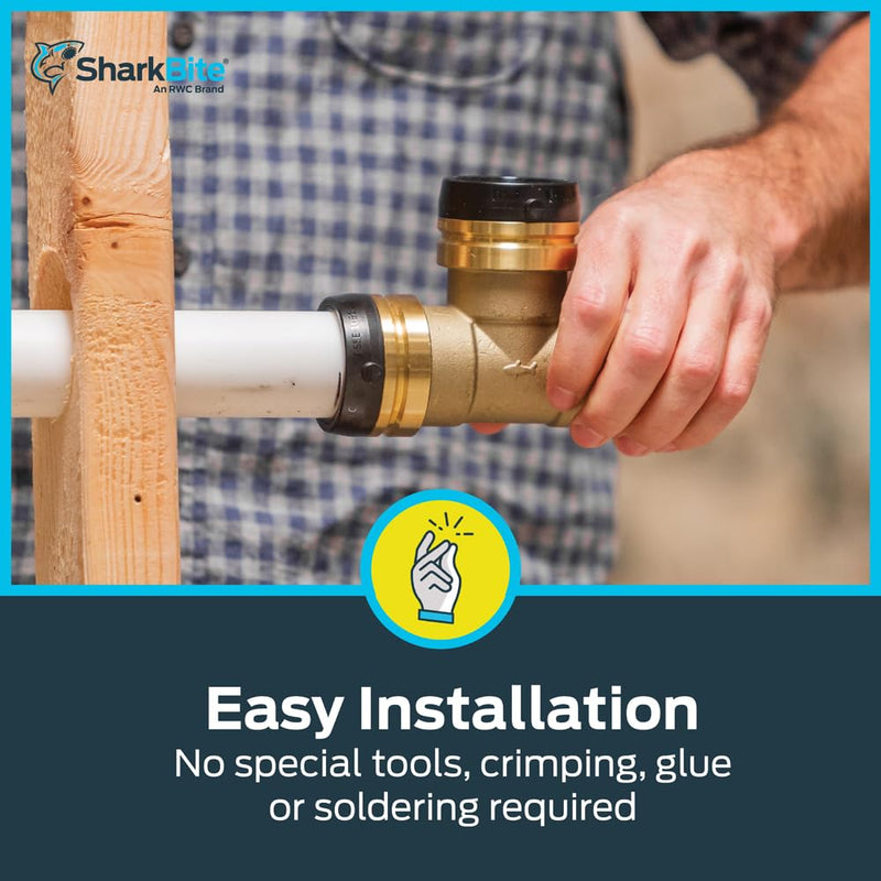 Sharkbite MNPT Adapter, Push to Connect Brass Plumbing Fitting, PEX Pipe, Copper, CPVC, PE-RT, HDPE 1-1/2 in.