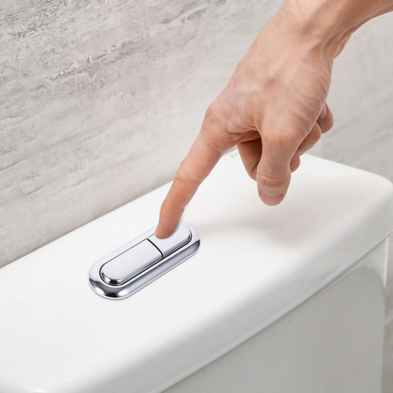 DOITOOL Dual Flushing Toilet Push Button, 3.94" D * 1.18" W Oval Dual Flush Valve Replacement Kit, Silver Toilet Button Pusher, Plastic