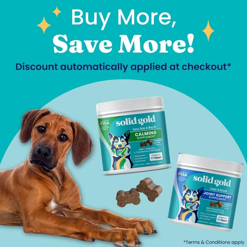 Solid Gold Glucosamine for Dogs Hip and Joint Supplement - Glucosamine Chondroitin MSM for Dog Pain Relief - Leaps & Hounds Chews for Dog Arthritis Pain Relief & Overall Mobility - 120 Soft Chews Complete Joint Health - 120 Chews - PawsPlanet Australia