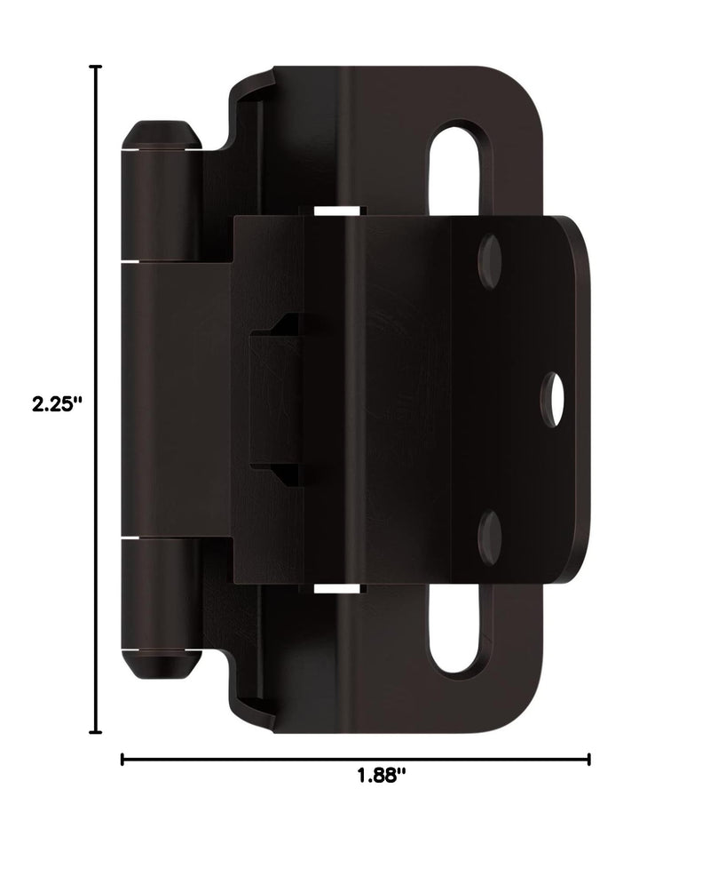 Amerock Cabinet Hinge 3/8 inch (10 mm) Inset Hinge Oil Rubbed Bronze 2 Pack Self-Closing Hinge Partial Wrap Hinge Cabinet Door Hinge, ‎BPR7565ORB 3/8 inch (10mm) Inset