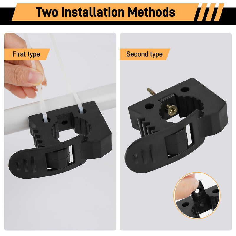 Kryonix Rubber Clamp,Shovel Mount,Quick Fist Mount Clamps for 1.18" to 1.57" Diameter Objects,Heavy Duty Black Rubber,6 Pack with Mounting Hardware for Garage,Offroad,Trucks, ATVs,Boats 6PCS