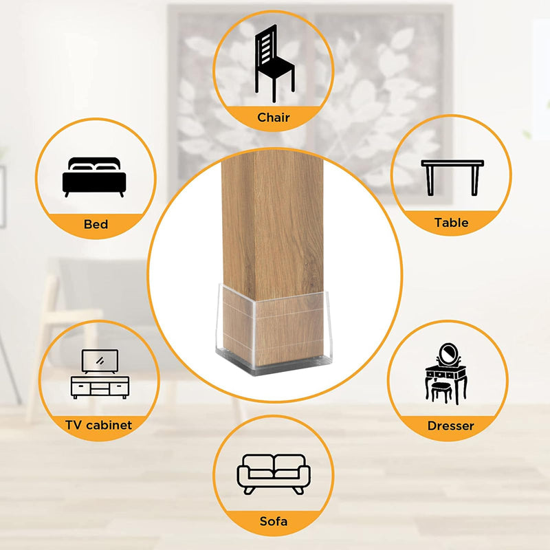 16 Pcs Non Slip Square Chair Leg Protector - Non Skid Furniture Grippers, Anti-Slip Silicone Furniture Feet Caps, Used for Outdoor Protection of Chair Legs(Clear, 1.26-1.54"). Clear Square(1.26-1.54")