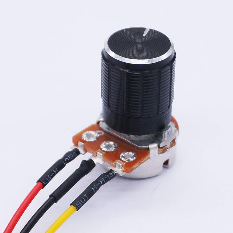 TWTADE 3PCS 10K Ohm Linear Taper Adjustable Rotary Potentiometer Change Resistance WH148 B10K 3 Pin with XH2.54-3P Connector Wire Cable + Black Knob Cover Cap 148-10kBK