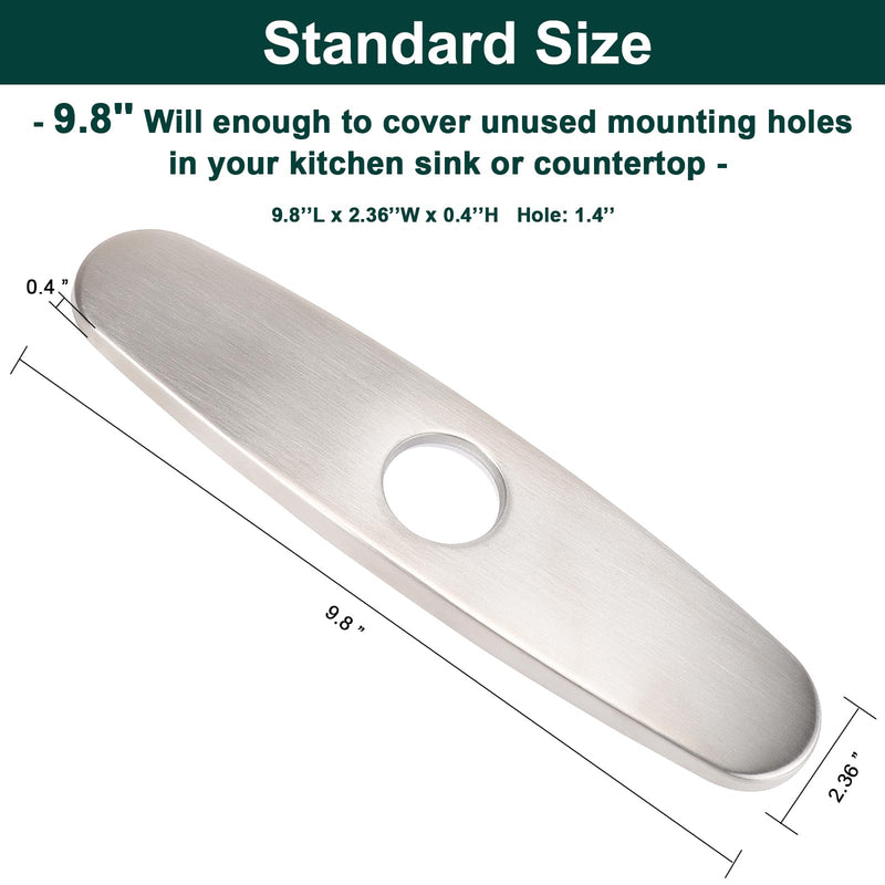 Sink Hole Cover Deck Plate, Escutcheon Plate Stainless Steel for Bathroom or Kitchen Sink Faucet 9.8 Inch (Round, Brushed Nickel) Circular