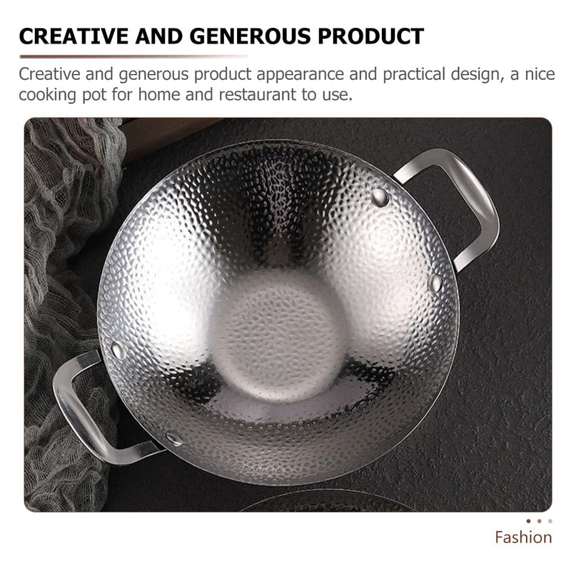 Kichvoe Stainless Steel Hammer Dry Pot Double Handle Cooking Pan for Ramen Hot Pot Seafood 10.82 X 8.26 X 2.04 in Lightweight Kitchen Tool 27.5X21X5.2CM