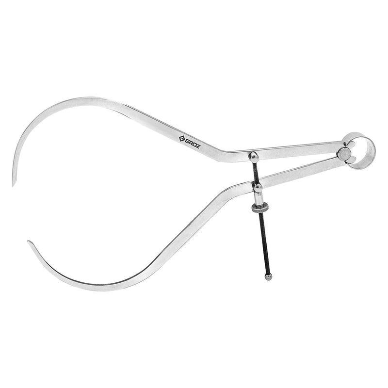 Groz 01415 12" Spring Outside Caliper, Matte Finish, with Solid Nut 12 Inch
