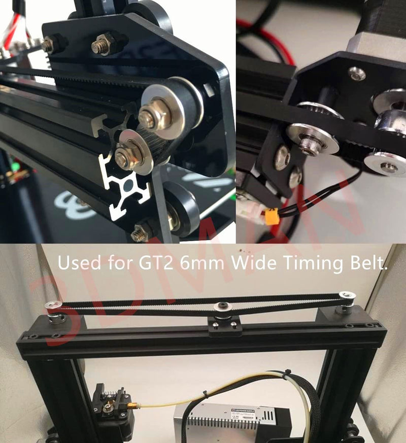 GT2 16 Toothless Bore 3mm Aluminum Timing Belt Idler Pulley for 6mm Width Timing Belt 3D Printers (10pcs) 16Toothless 3mm Bore