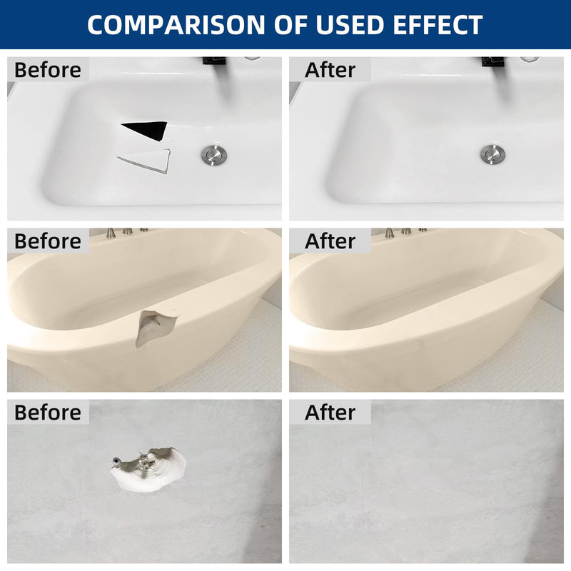 Tub and Fiberglass Shower Repair Kit White, 3.7oz Porcelain Tile Repair Kit, Porcelain Sink and Acrylic Bathtub Repair Kit for Cracks Chips Dents Holes Almond/Biscuit/Bone