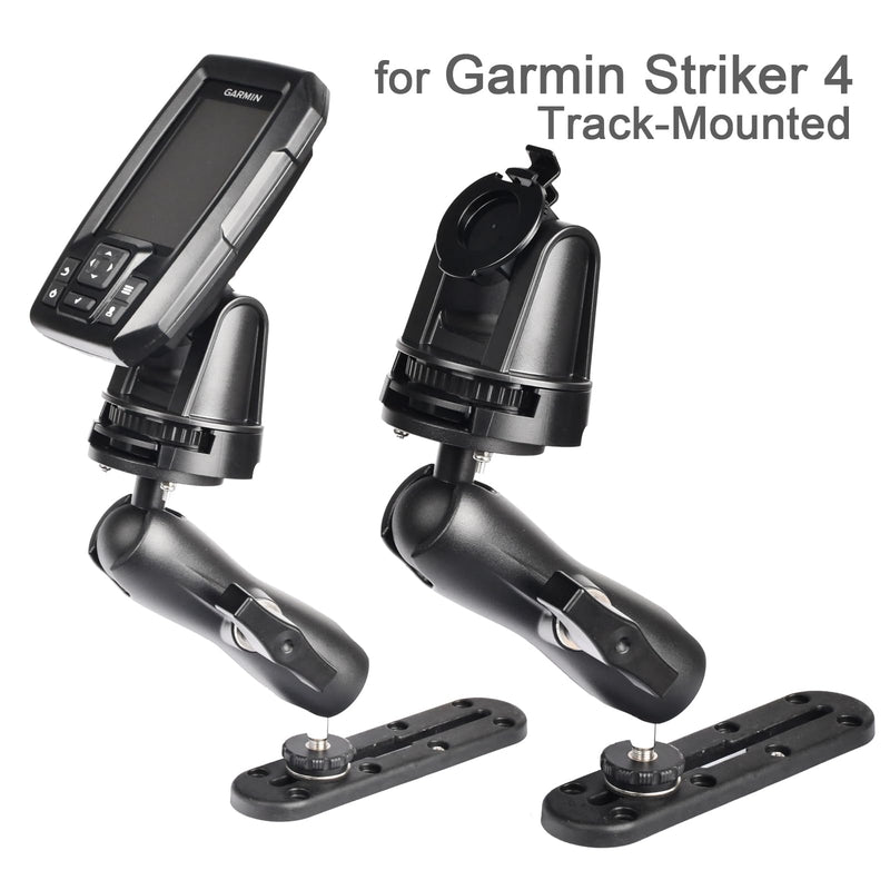 VAUBORTTI Aluminum 1.5" Ball Mount for Garmin Striker 4 Fish Finder, Tablet GPS iPad Marine Truck Use,Compatible with RAM C Size, 2 AMPS Round Plate & T-Bolt for Kayak or Boat Track Rail Mounting