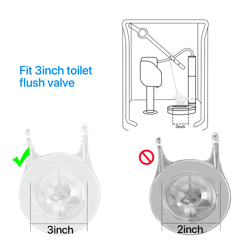 Toilet Flappers Replacement Compatible for GA715014-GEG1 (Transparent) 3 Inch with Stainless Chain and Hook - Reliable Toilet Flapper, Pack of 2 Transparent 2PCS