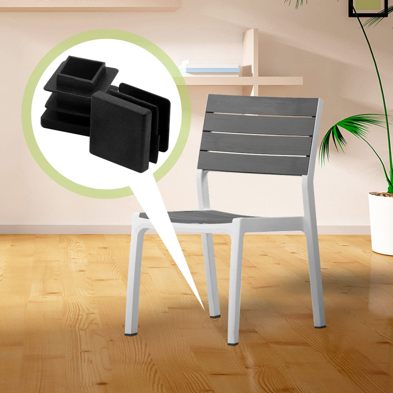 12 Pcs 5/8" Square Plastic Plug, Black Square Plastic End Cap Furniture Finishing Plug for Pipe Post, Chairs and Furniture 12pcs Black 5/8 x 5/8 Inch