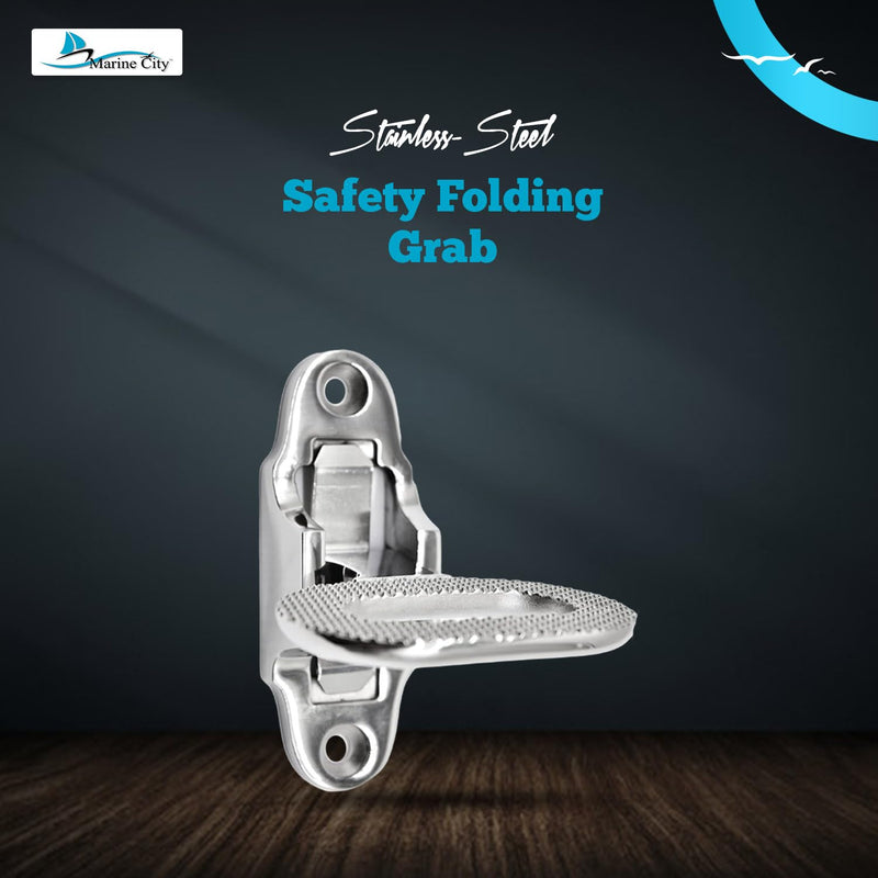 Marine City Folding Grab/Step, Heavy Duty Stainless Steel, 4-1/5" x 3-1/3", Durable, Corrosion-Resistant, Ideal for Boat, RV, Trailer, and Camper Use (Pack of 1)