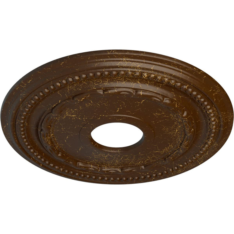 Ekena Millwork CM15FERBC 15-3/8" x 3-5/8" x 1" Federal Ceiling Medallion Root Beer Crackle (Flat Finish)