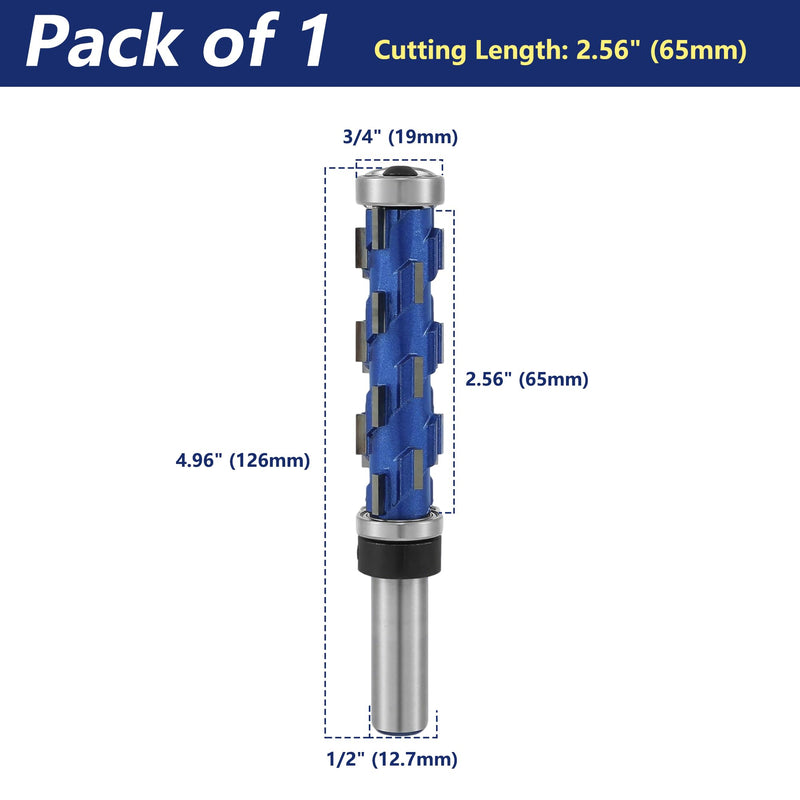 Spiral Flush Trim Router Bits 1/2" Shank, Sturdy Double Bearing Woodworking Trimming Cutter Bit with for Solid Wood Board MDF Hardwood, Solid Carbide, 2-9/16 Inch Cutting Length, 1pc 1pcs (2.56") Spiral Flush Trim Router Bits