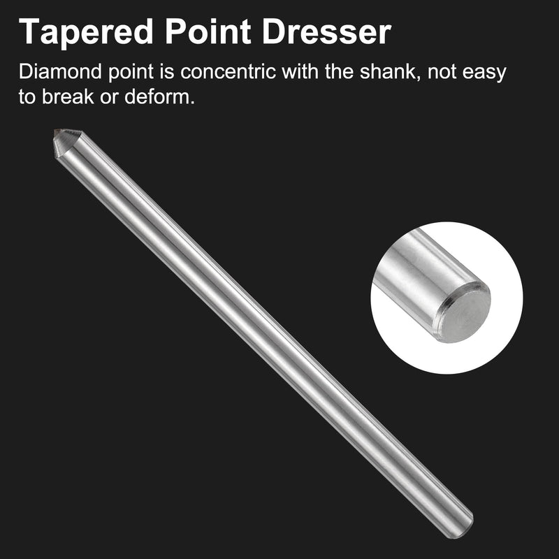 uxcell 2pcs Diamond Dressers, 9.5mm x 152mm (3/8" x 6") Single Tapered Point Grinding Wheel Round Pen Welded Diamond Dressing Tools, Silver Tone