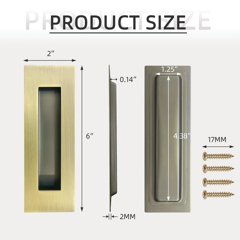 6Inch Recessed Finger Flush Pulls Handles for Pocket and Sliding Doors,Closet and Barn Doors Hardware Antique Brass 2Pack 6Inch Antique Brass-2Pack