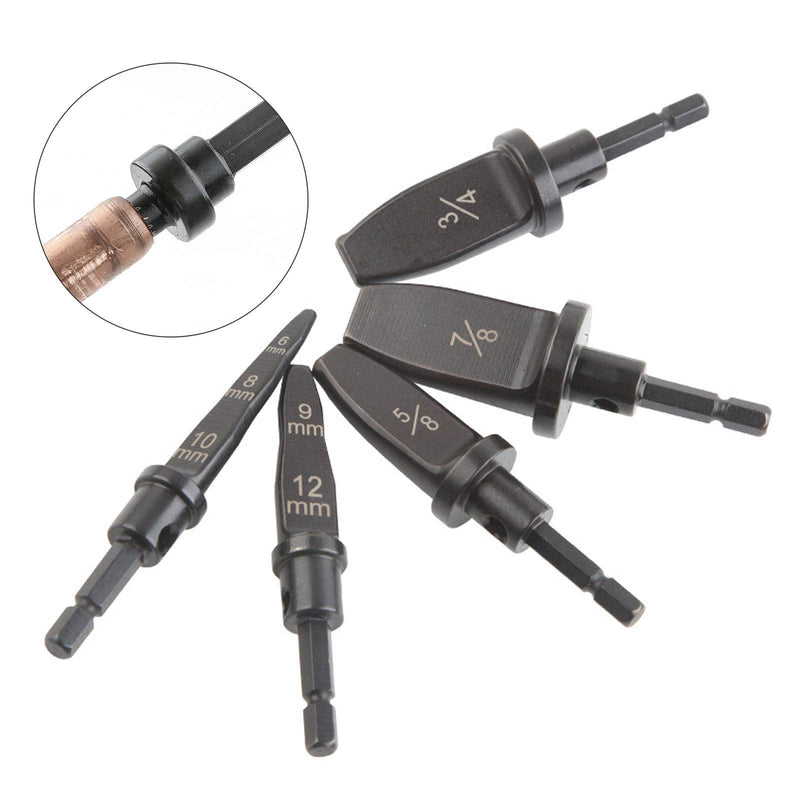 5pcs Swaging Tool Drill Bit Set, Metric Pipe Expander Air Conditioning Copper Pipe Expander - 6/8/10mm, 9/12mm, 5/8", 3/4", 7/8" Flaring Spin Set