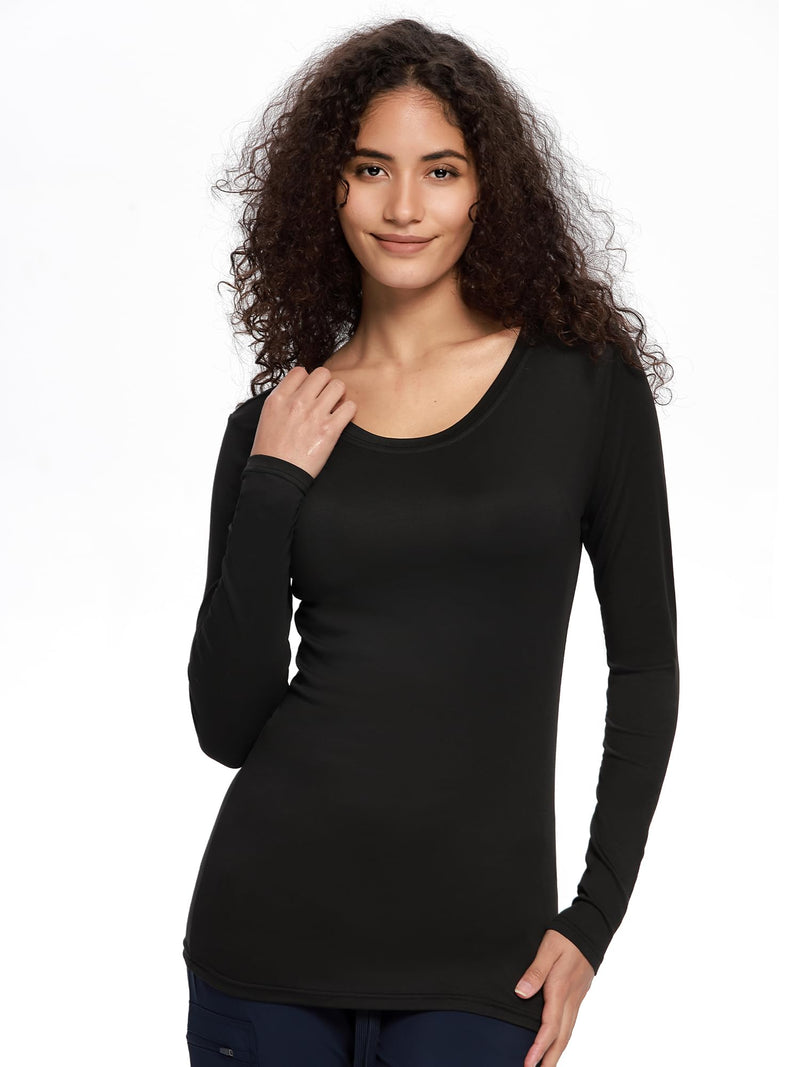 COZYFIT Underscrub Long Sleeve Women - Crew Neck Scrubs Undershirts for Nurse with Soft Fabric Black Medium - NewNest Australia