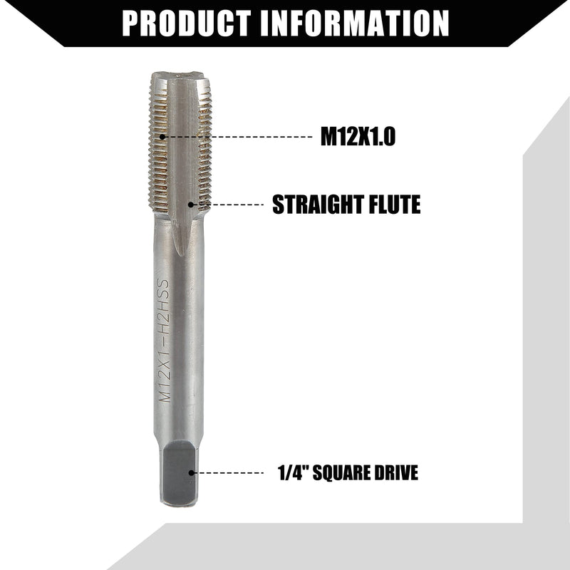 Outer/Universal Spark Plug Thread Repair Tools with M10x1.0 Inner Thread Inserts and M12x1.0 Tap/Durable/Metal / 1 Set/Gold Tone