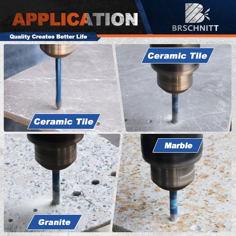 Diamond Drill Bit 1/4"*8 - Carbide Tipped Drill bit 1/4"*2 Masonry Drill Bit for Porcelain Ceramic Tiles Glass Plastic Granite 1/4"*8+1/4"*2 10