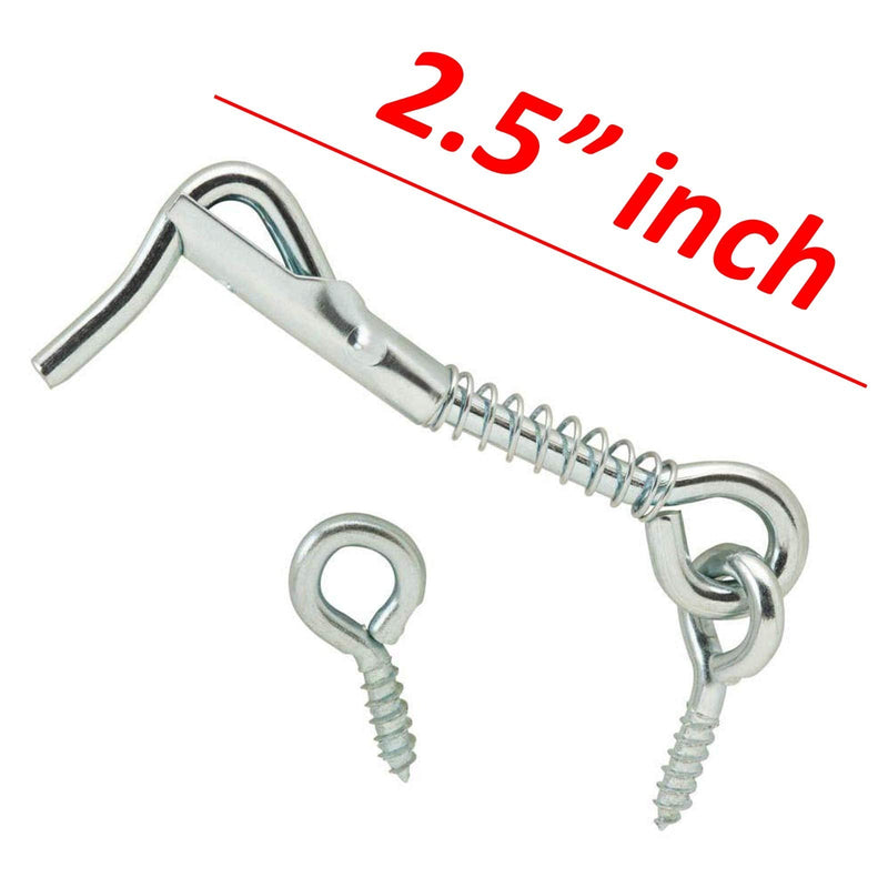 Zinc Plated Wire Gate Hook and Eye Latch with Spring Lock (Pack of 4)