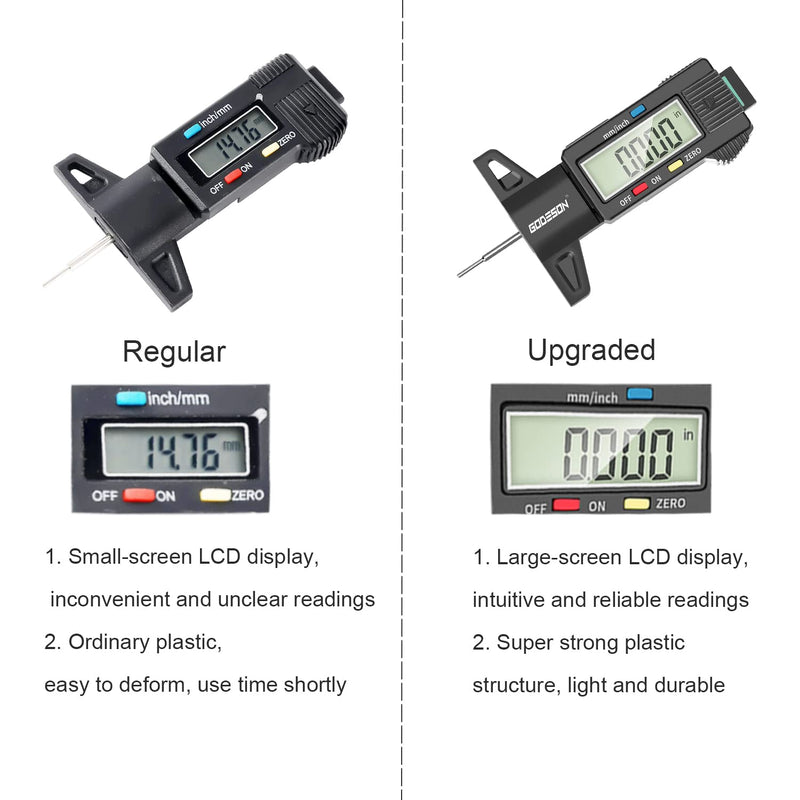 GODESON Tire Tread Depth Gauge,Digital Tire Tread Depth Gauge in 1Inch/25.4mm with Color-Coded Bar, Easy Read Tire Depth Gauge for Cars, Trucks, Motorcycles Digital Tire Tread Depth Gauge