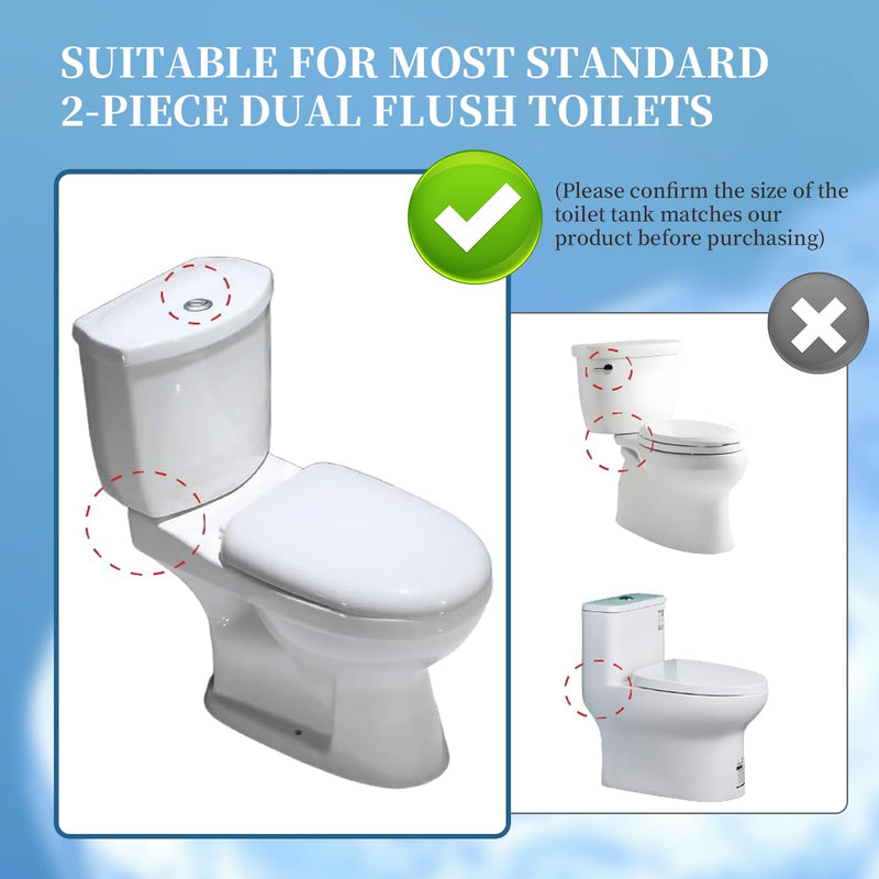 3" Dual Flush Valve Replacement Kit for 2-Piece Toilet Water Tank Parts with Toilet Fill Valve, Button, Flush Valve, Bolts and Bowl Gasket, Universal Toilet Repair Kit Inside Tank