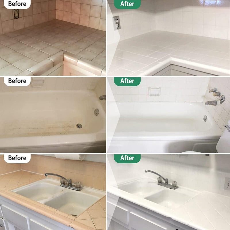 Tile Paint, Tub and Tile Refinishing Kit, Tub Refinishing Kit White Bathtub Water Based &Low Odor, Easy to Use Sink Paint for Bathroom Kitchen, Semi-Gloss White, 25-30sq.ft. 17 Fl Oz (Pack of 1)