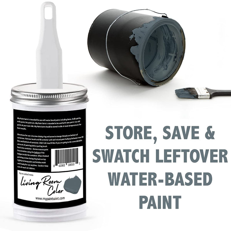 Paint Saint - Touch Up Paint Container with Brush Attached to Lid, Airtight Container, Ideal for Quick Touch Up’s & Storing Leftover Paint - Use Water Based Paint Only (1 Count) 1 Count (Pack of 1)
