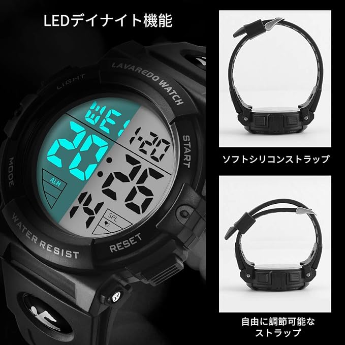 Men's Digital Sports Wristwatch, Multifunctional, LED Display, Outdoor Wristwatch, 03-black, Stylish - NewNest Australia
