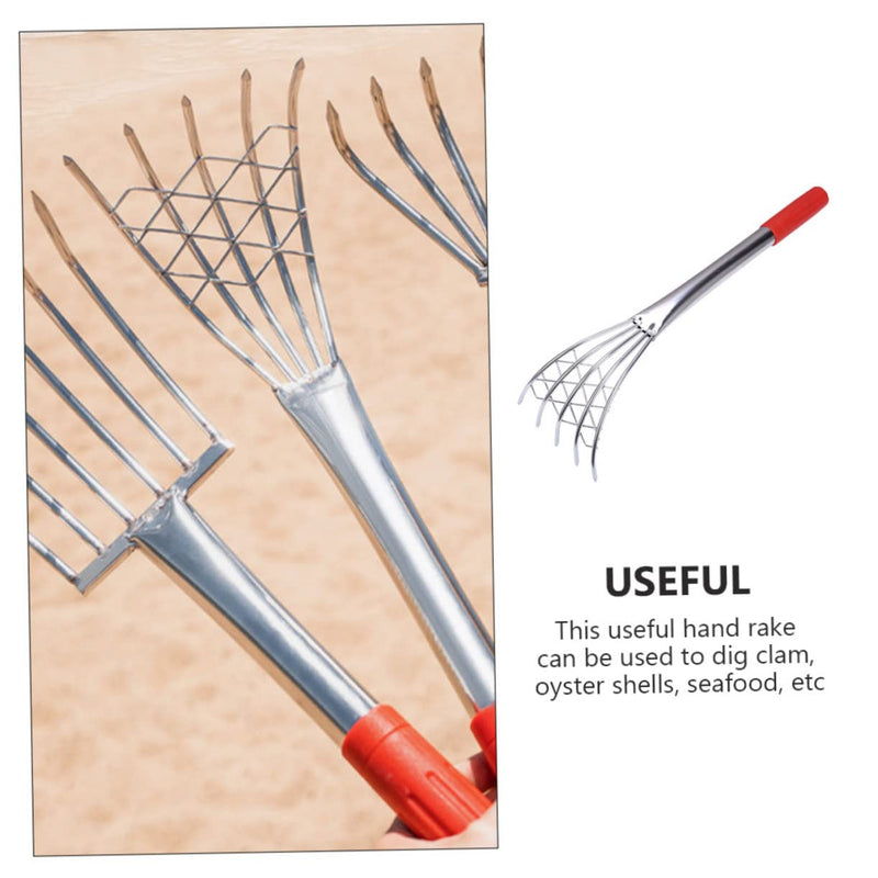 Clam Rake 15.7-Inch Stainless Steel Hand Tool with Sharp Claws for Efficient Clam Digging on Beaches and Gardens