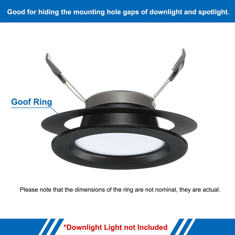 PATIKIL Metal Goof Trim Ring, 2 Pcs 6.69" OD 4.25" ID Circular Ceiling Light Trims Ring Recessed Light Cover Ring for Recessed Can Downlight, Black 6.69" OD x 4.25" ID