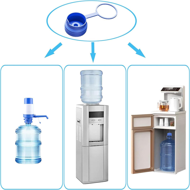 3 & 5 Gallon Water Jug Cap Reusable, Food Grade Silicone Replacement Gallon Caps for 55mm Standard/Screw/Crown Tops Water Bottle and Water Dispensers, Non-Spill Lids for Anti-Splash, Leak Free (3PCS) 3