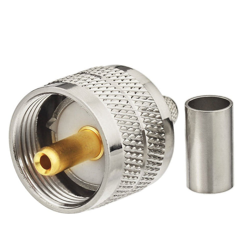 wlaniot PL259 Crimp Connectors + SO239 Crimp Connectors Kit PL-259 SO-239 Solder Connector Crimp with RG58 RG142 RG400 LMR195 RG303 RG141 Low Loss Coaxial Coax Jumper Cable Mixed 10pcs