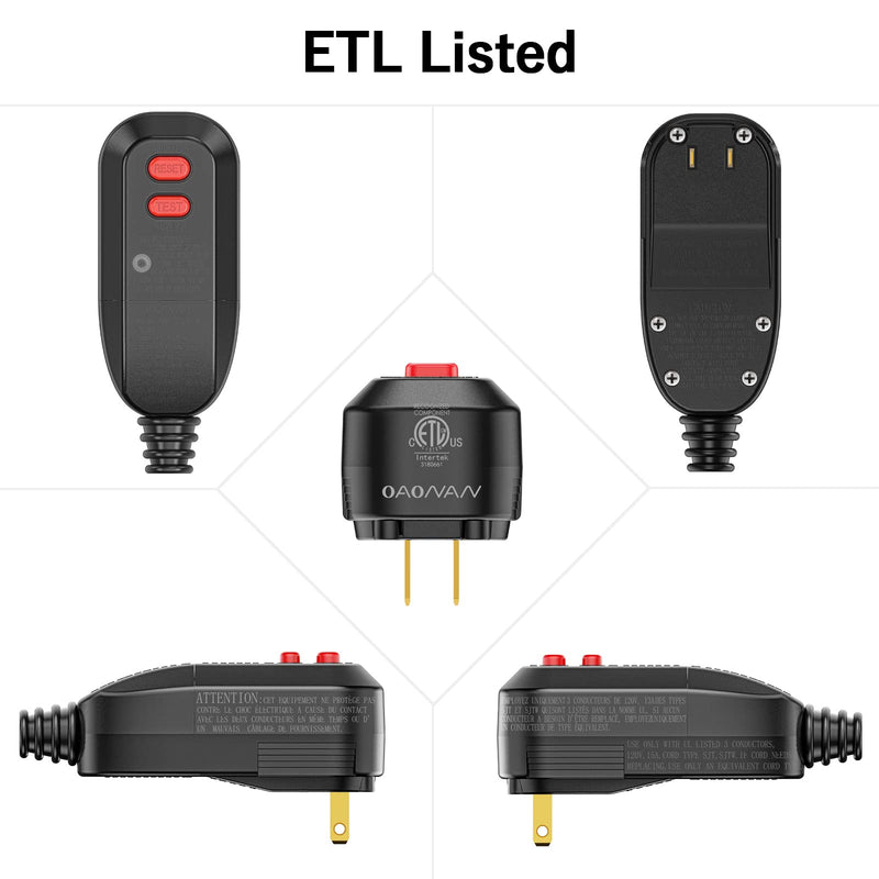 GFCI Replacement Plug Assembly Auto Reset 15 Amp 2 Prongs, 5 Years Warranty, Waterproof, Ground Fault Circuit Interrupter Safety Plug for Pressure Washer, Hot Tub, Air Conditioner, Hair Dryer 15Amp 2Prongs