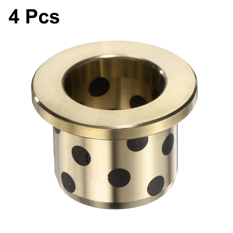 uxcell 4pcs Flange Sleeve Bearings 16mm Bore x 22mm OD x 20mm Height, Wrapped Oilless Flange Bushings Brass Graphite, Oilless Lubricating Cast Brass Bushing