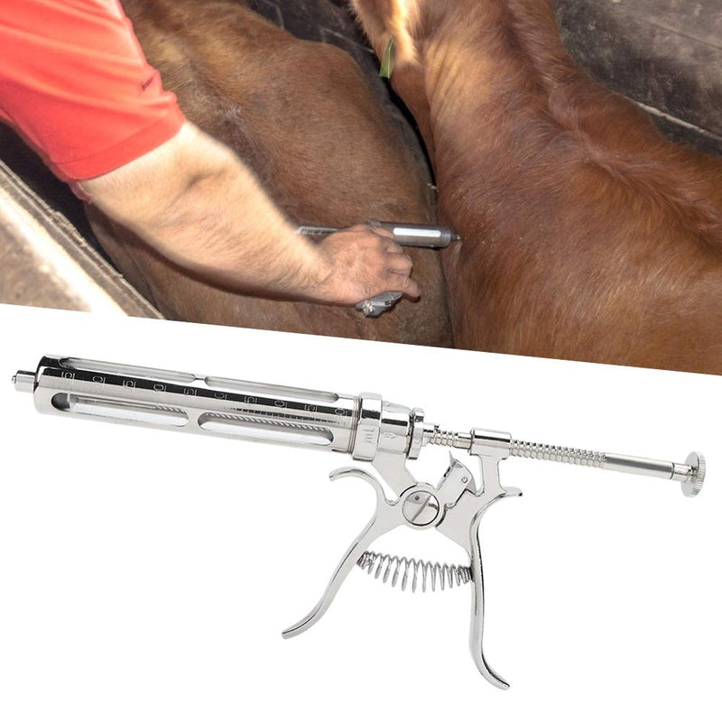 Stainless Steel Veterinary Injection Injector Syringe with Adjusteable Five Gears Measuring Clip Device Veterinary Vaccine Syringe for Livestock Horse Cow Pig Sheep Pet - PawsPlanet Australia