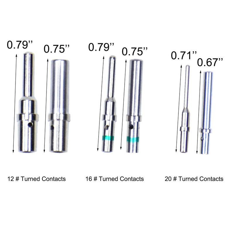 180 Pcs for Deutsch Connector Pins and Sockets Solid Contacts Size 12 16 20 Male Female Terminals DT Series Pin Stainless Steel for Deutsch Solid Contact Kit Solid Contacts Socket Connector Wire
