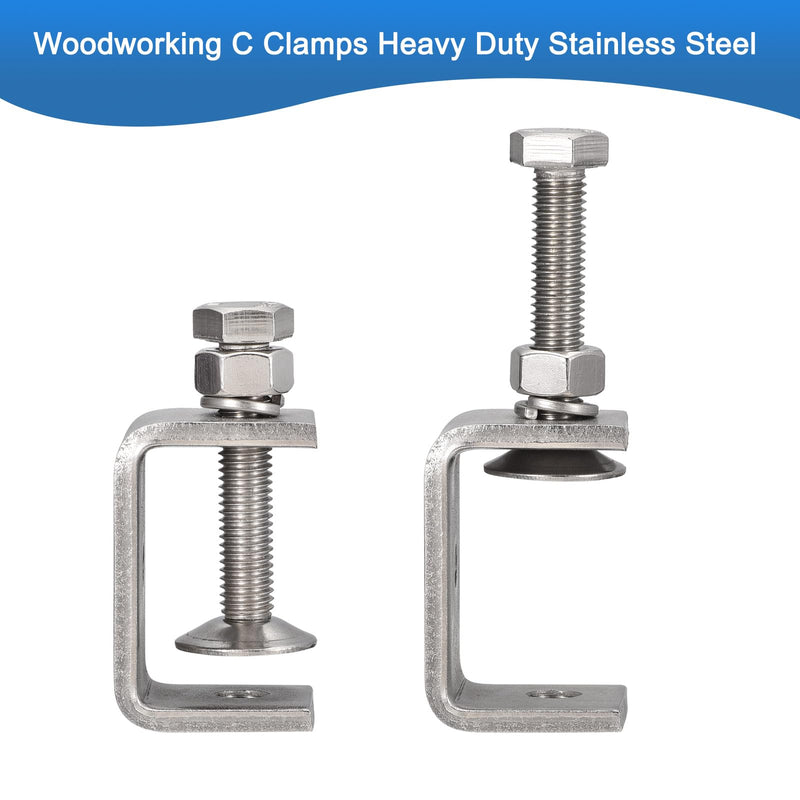 4 Pack 304 Stainless Steel C Clamps with 45mm/1.77" Stable Wide Jaw Opening Tiger Clamp for Woodworking Welding Construction Household Mount 45mm/1.77"