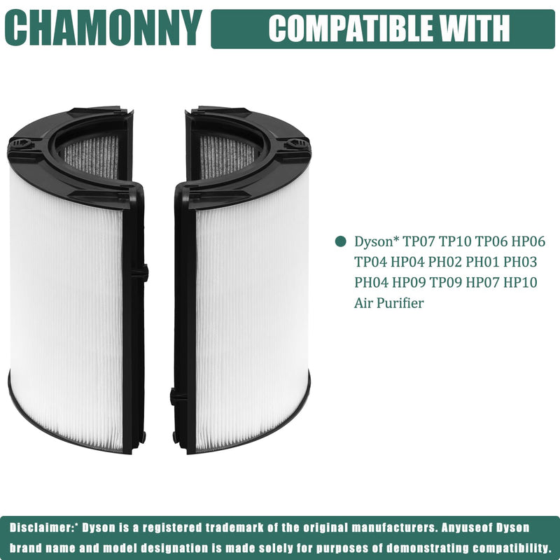 360° Combi Glass True HEPA + Carbon TP07 Filter Replacement, Compatible with Dyson TP07 TP10 TP06 HP06 TP04 HP04 PH02 PH01 PH03 PH04 HP09 TP09 HP07 HP10 Air Purifier, Part No. 970341-01 1