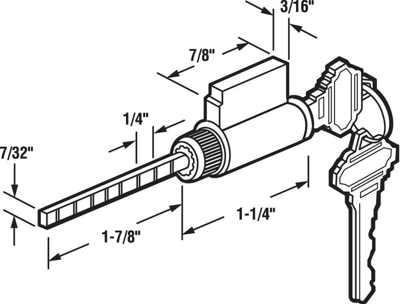 Prime-Line E 2103 Cylinder Lock, 1-1/4 In., Schlage Shaped Keys (Single Pack) 1 Count (Pack of 1) Steel